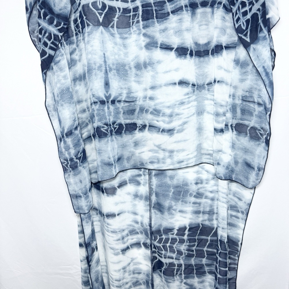 Elan Beach Sheer Blue Batik Butterfly Kaftan Swim Cover M Ethereal Flowy‎ Boho - Picture 3 of 7